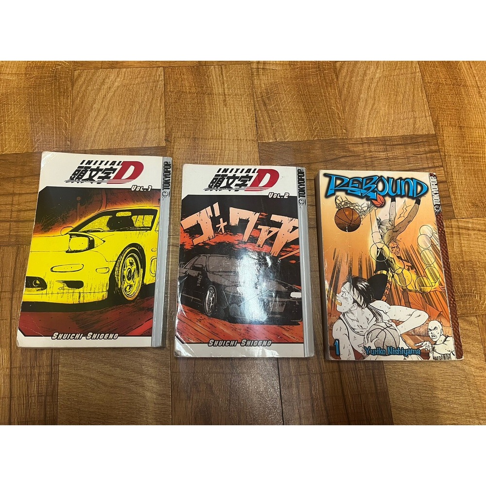 Initial D Manga  Vol 1 Volume 1 & 2 English TokyoPop Rare Shuichi‎ Shigeno 2002